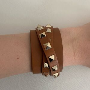 Valentino Leather Rockstud Leather Bracelet